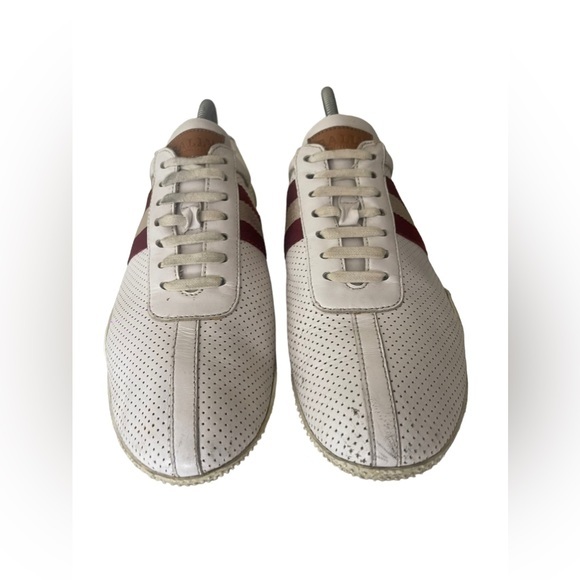 Other - Bally Frenz Size 9.5 Perforated Leather Textile-Stripe White Platform Sneakers